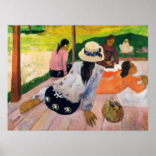 Póster La siesta de Paul Gauguin en la tranquila escena d