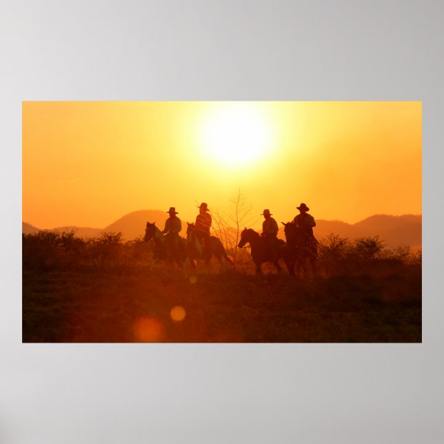 Póster La silueta del jinete como vestuario de vaquero co (Frente)