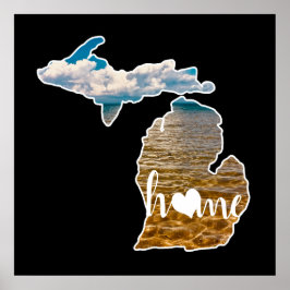 Póster La silueta del lago Fotográfico de Michigan con el
