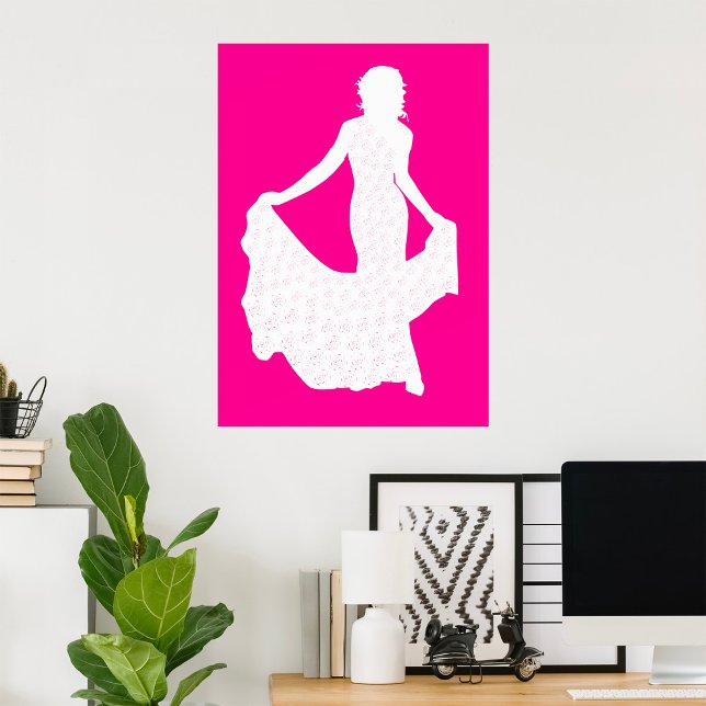 Póster La silueta elegante de una mujer en un vestido flo (Subido por el creador)