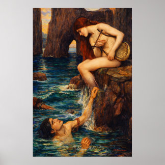 Póster La Sirena de John William Waterhouse