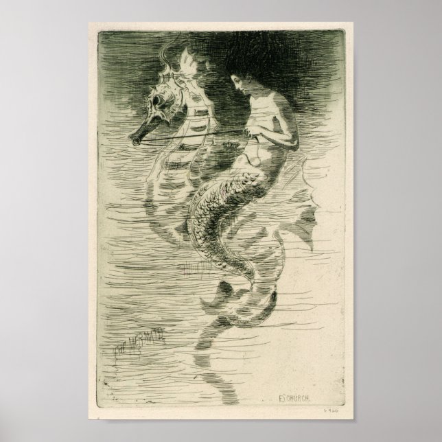 Póster La sirena de la artista estadounidense Frederick C (Frente)