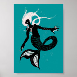 Póster La sirena gótica la creatura del mar de fantasía o