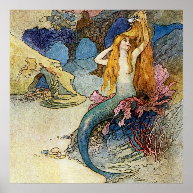Póster "La sirena" por Warwick Goble (Frente)