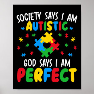 Póster La sociedad dice que soy autista Dios dice que soy