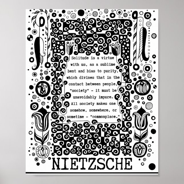 Póster La soledad es una cita de la virtud de Nietzsche (Frente)