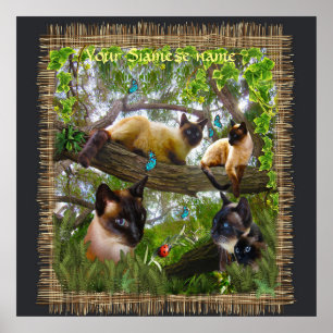 Póster La Sophie siamesa nuestra gata jugando en su jardí
