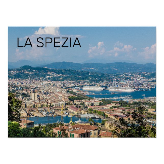 Póster La Spezia Cityscape Liguria Italia Holiday Souveni (Anverso)