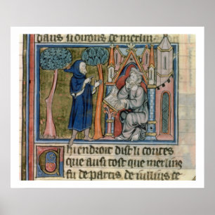 Póster La Sra. Fr. 95 f.268 Merlin dicta la historia a Bl