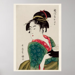 Póster La suave mirada de la Geisha en Ukiyo-e japonés