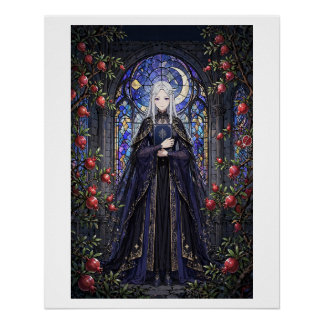Póster La Summa Sacerdotisa Arte de Tarot Gótico Anime —