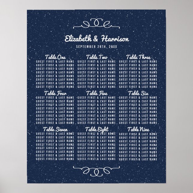 Póster La tabla de asientos de la colección de Bodas noct (Frente)