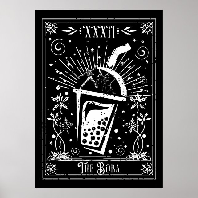 Póster La tarjeta Boba Tea Tarot (Frente)