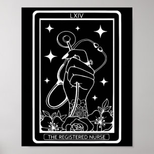 Póster La Tarjeta De Enfermera Tarot Registrada Rn Stetho