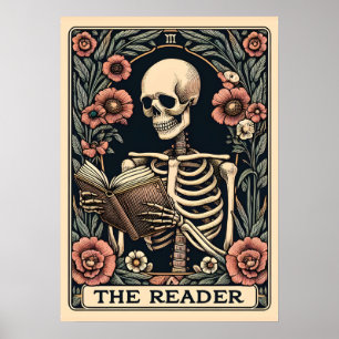 Póster La tarjeta de lector Skeleton Tarot