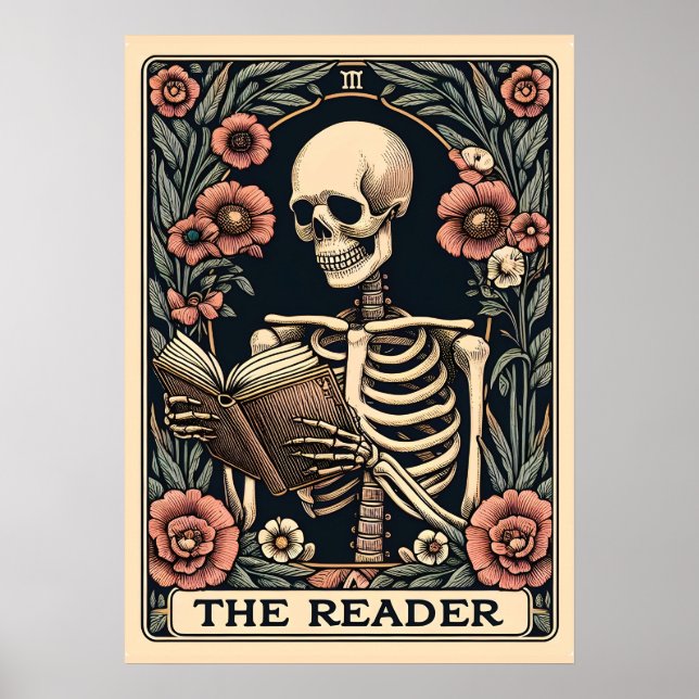 Póster La tarjeta de lector Skeleton Tarot (Frente)