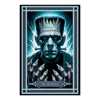 Póster La tarjeta de Monster Tarot de Frankenstein