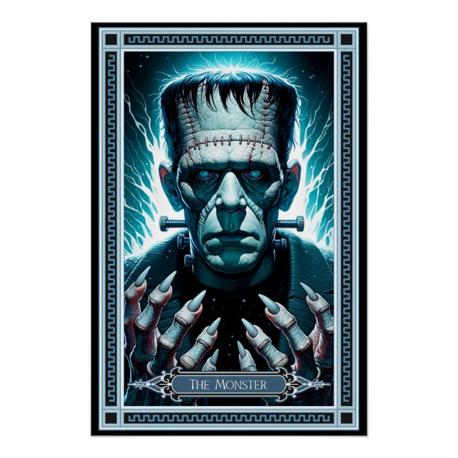 Póster La tarjeta de Monster Tarot de Frankenstein (Anverso)