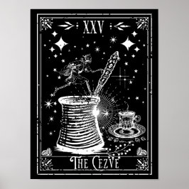 Póster La tarjeta de tarot del café turco Cezve