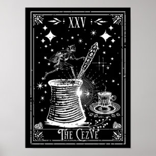 Póster La tarjeta de tarot del café turco Cezve