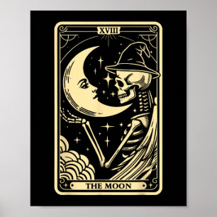 Póster La tarjeta Moon Tarot Halloween Skeleton Witch Men