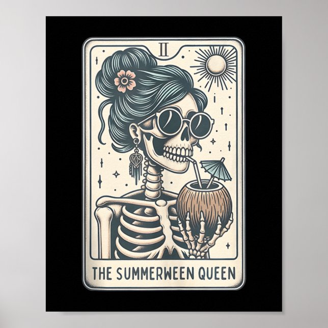 Póster La tarjeta Summerween Queen Tarot, Brujería Hallow (Frente)