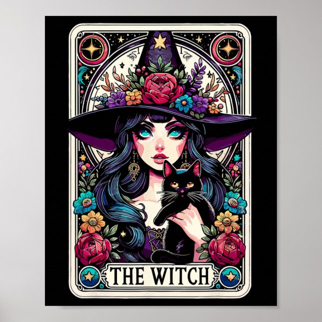 Póster La tarjeta Tarot de brujas Halloween Vibes góticos (Frente)