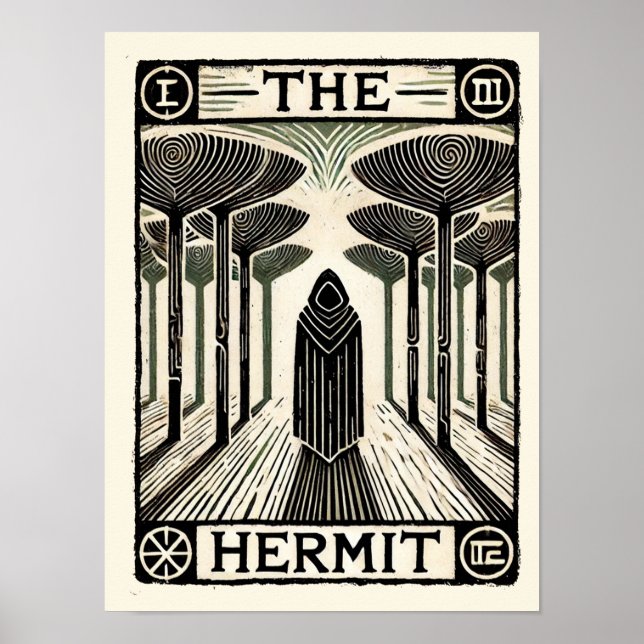 Póster La tarjeta tarot de Hermit (Frente)