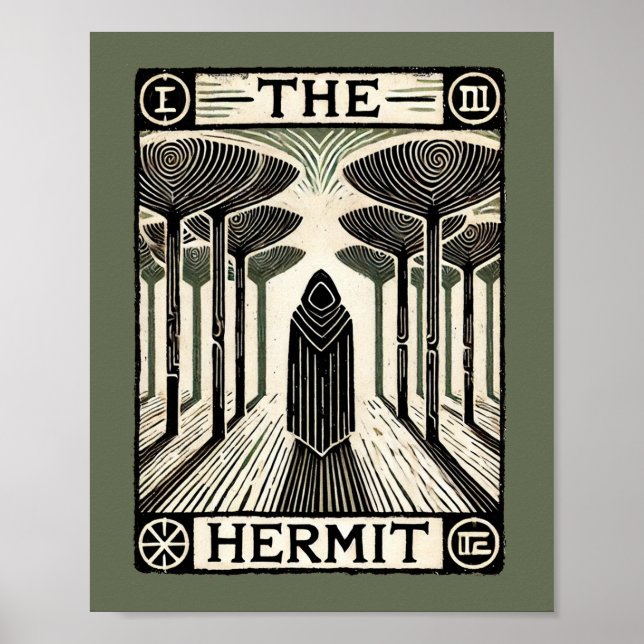 Póster La tarjeta tarot de Hermit (Frente)
