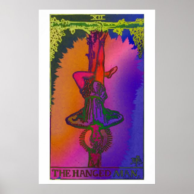 Póster La Tarjeta Tarot de Hombre Colgado, Poster psicodé (Frente)