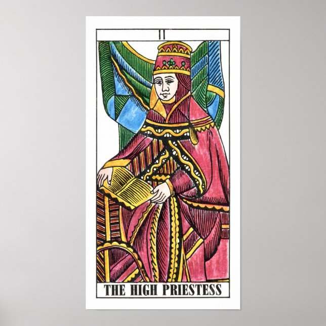 Póster La tarjeta Tarot de la alta sacerdotisa (Frente)