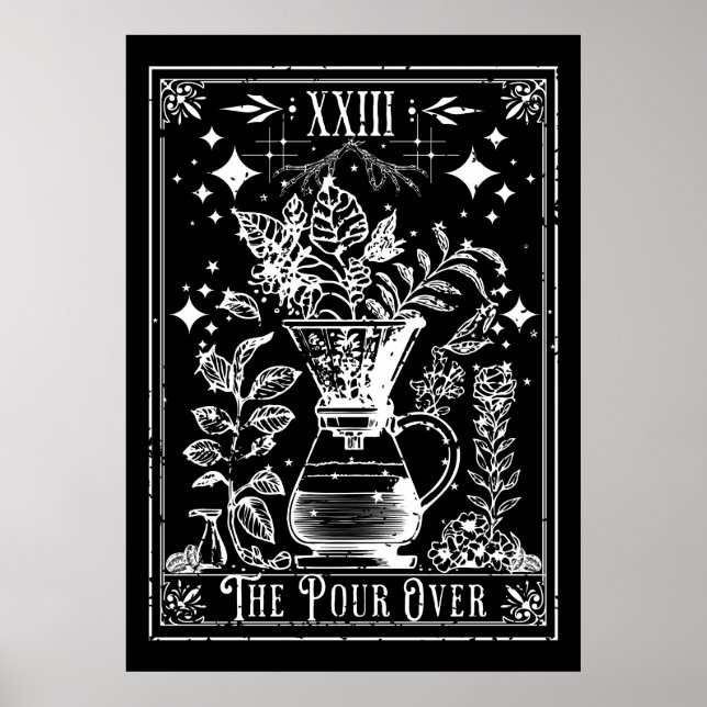 Póster La tarjeta Tarot de Pour Over Coffee (Frente)