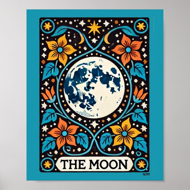 Póster La Tarjeta Tarot Luna Llena Luna (Frente)