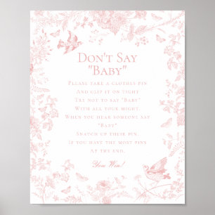 Póster La tela rosa de Jouy no dice juego de Baby Shower