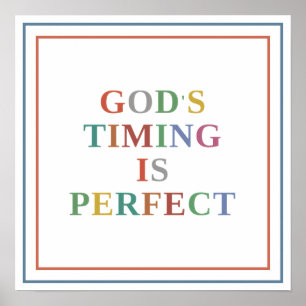 Póster La Temporización de Dios es Perfecta Tipografía Mo