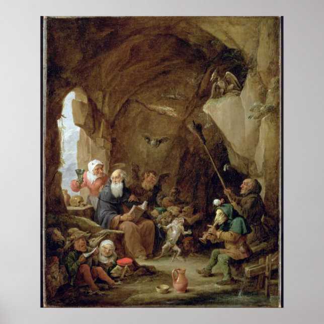 Póster La tentación de San Antonio en una caverna rocosa (Frente)