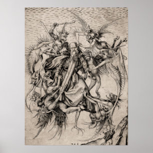 Póster La tentación de San Antonio por Martin Schongauer