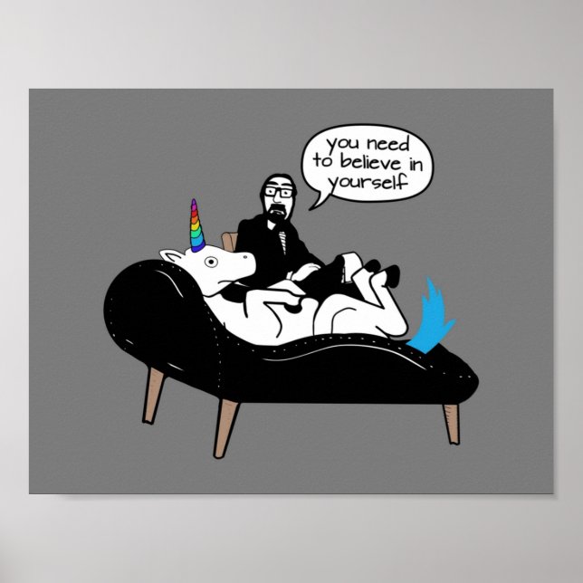 Póster La terapeuta Unicornio no cree en sí misma (Frente)