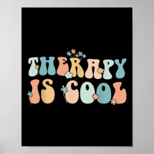Póster La Terapia Retro Groovy Es Consciente De La Salud 