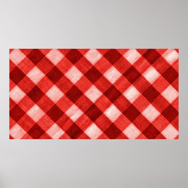 Póster La textura del rojo brillante de la tela de gingha (Frente)