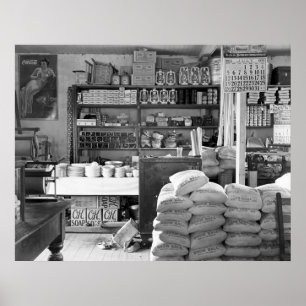 Póster La tienda general, Moundville, Alabama: 1936