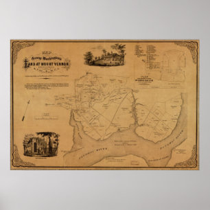 Póster La tierra de 1859 Washington del mapa en el Monte