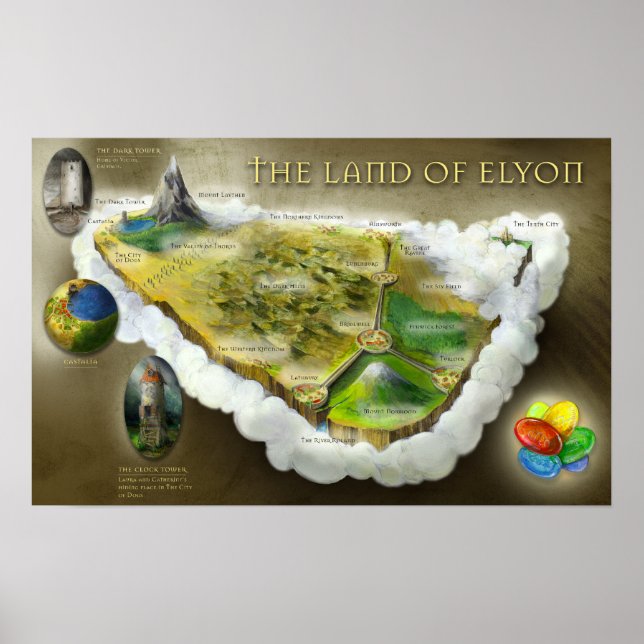 Póster La tierra de Elyon | Poster de mapas (Frente)