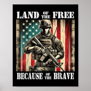 Póster La Tierra De Los Valientes Libres Veteranos Del Dí
