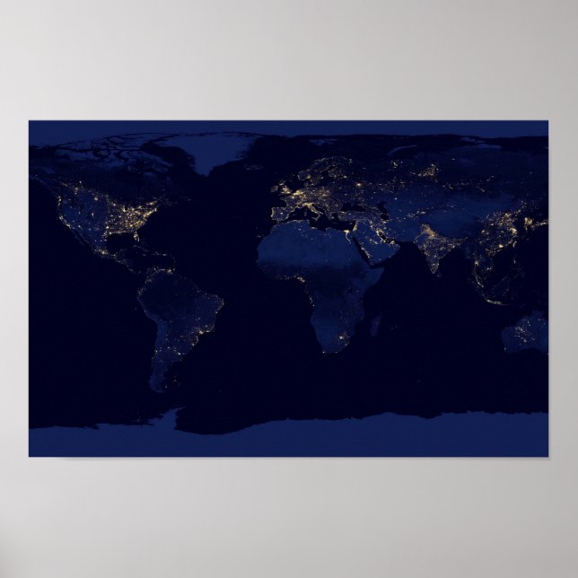 Póster La Tierra en la noche desde el espacio (Frente)