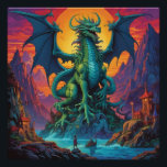 Póster La tierra es el dragón<br><div class="desc">La tierra es el dragón. 2025,  Ken Gage. Arte digital: surrealismo pop.</div>