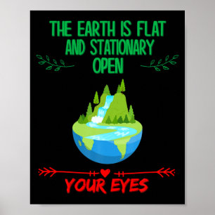 Póster La Tierra Es Plana Abre Tus Ojos Divertido Sarcást
