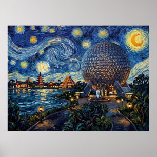Póster La Tierra Espacial Bajo un Cielo de Van Gogh — EPC