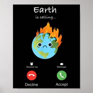 Póster La Tierra está llamando al cambio climático protec