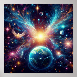 Póster La Tierra, las estrellas y los planetas